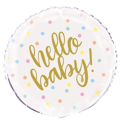 Foil balloon ’Hello baby’ (Ø45cm)