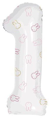 Foil balloon number ’1’ Miffy first birthday pink (106cm)