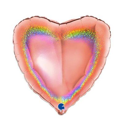 Foilballoon heart glitter roségold (46cm)