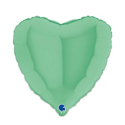 Foilballoon heart mat green (46cm)