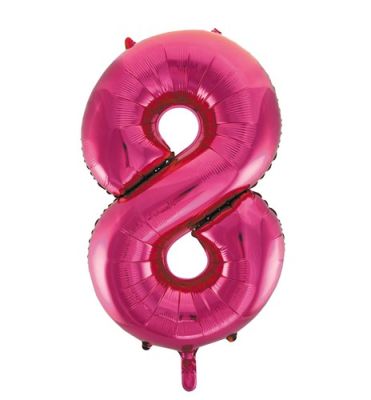 Folie ballon “8“ Roze 92cm