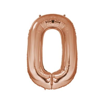 Folie ballon cijfer ’0’ rose goud (92cm)