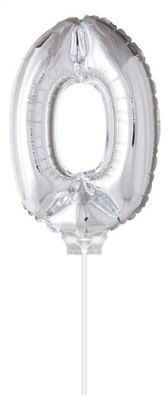 Folie ballon cijfer ’0’ zilver (40cm)