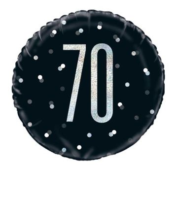Folieballon glitz black&silver ’70’ (Ø45cm)