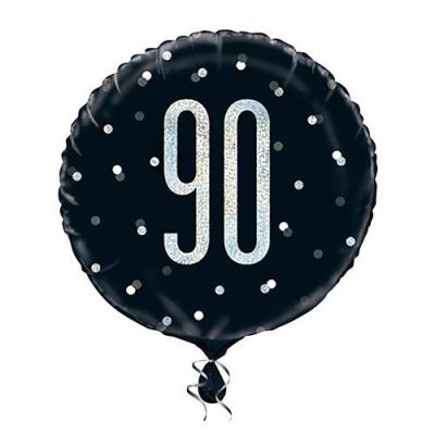 Folieballon glitz black&silver ’90’ (Ø45cm)