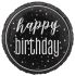 Folieballon glitz blacksilver Happy Birthday Ø45cm