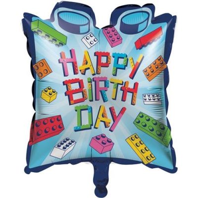 Folieballon ’Happy Birthday’ block bash (66x61cm)