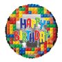 Folieballon ’Happy Birthday’ lego (Ø46cm)