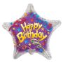 Folieballon ’Happy Birthday’ streamers ster (Ø46cm)