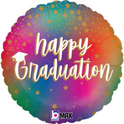 Folieballon ”Happy graduation” colorful (Ø45cm)