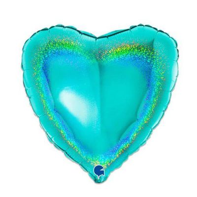 Folieballon hart glitter tiffany (46cm)