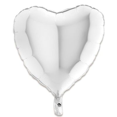 Folieballon hart wit (46cm)
