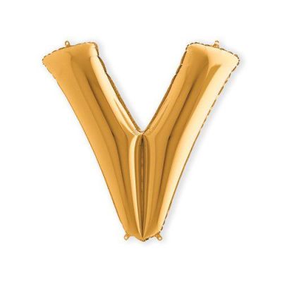 Folieballon letter ’V’ goud (100cm)