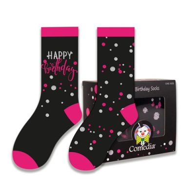 Gift socks ’Happy Birthday’ pink (2 pair)