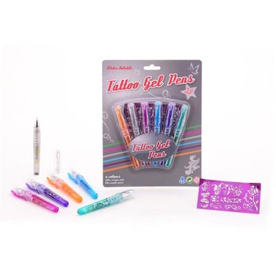 Glitter tattoo pens with templates (6pcs)