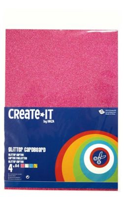 Glitterkarton Create-it A4, 4 vel