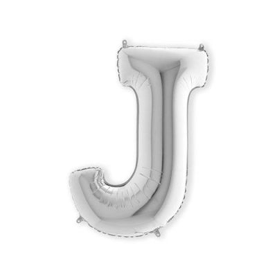 Ballon en aluminium lettre ’J’ argent (100cm)