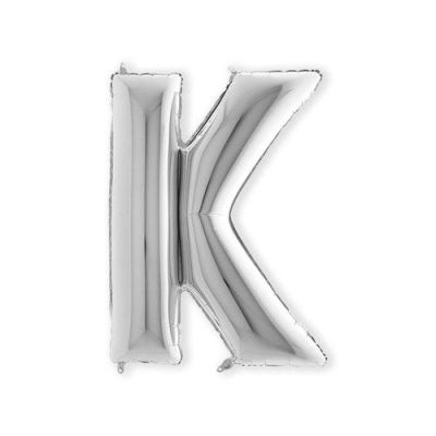 Ballon en aluminium lettre ’K’ argent (100cm)