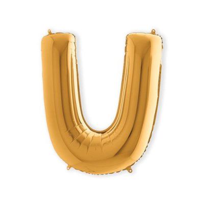 Ballon en aluminium lettre ’U’ or (100cm)