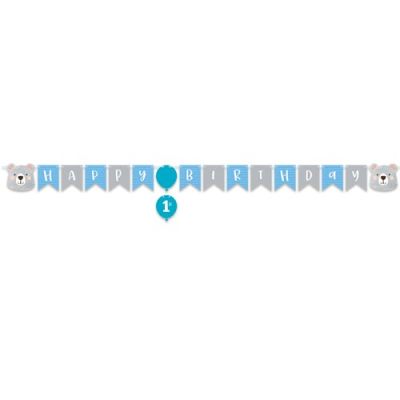 Guirlande lettres 1st birthday bear ’Happy birthday’ (192cm)