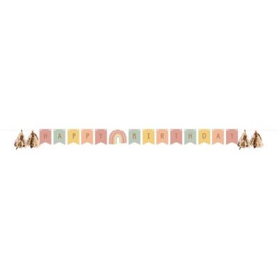 Guirlande lettres boho rainbow ’happy birthday’ (240cm)