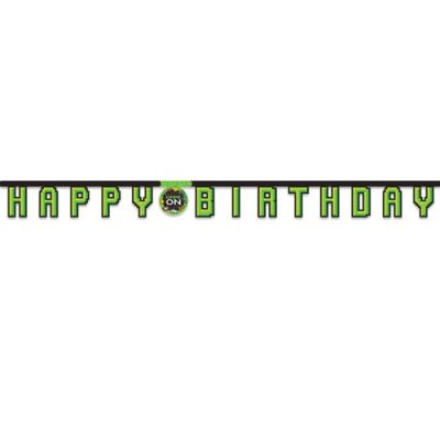 Guirlande lettres ’Happy birthday’ gaming party (216cm)