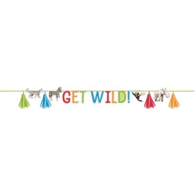 Guirlande lettres party animals ’happy birthday’ (239cm)