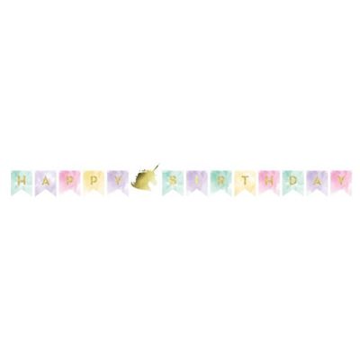 Guirlande lettres unicorn sparkle ’Happy birthday’ (240cm)