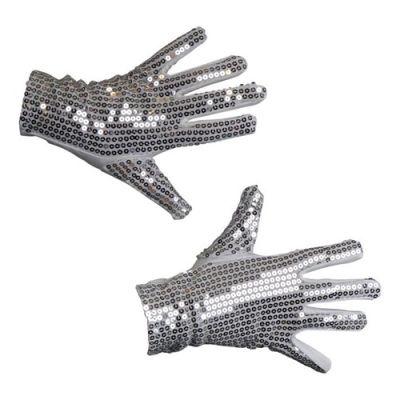 Handschoenen pailletten zilver