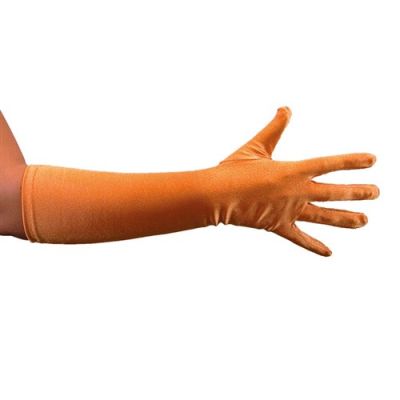 Handschoenen satijn luxe oranje (40cm)