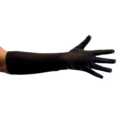 Handschoenen satijn luxe zwart (40cm)