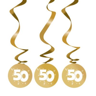 Hanging decoration gold ’50’ year (3pcs)