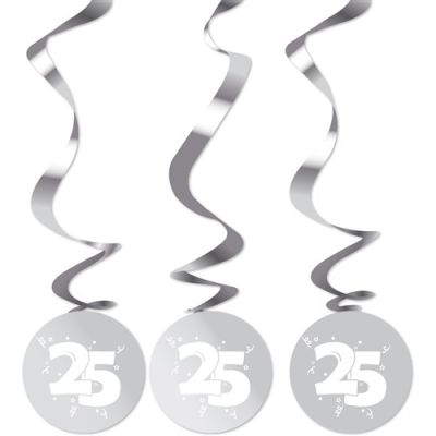 Hanging decoration silver ’25’ year (3pcs)