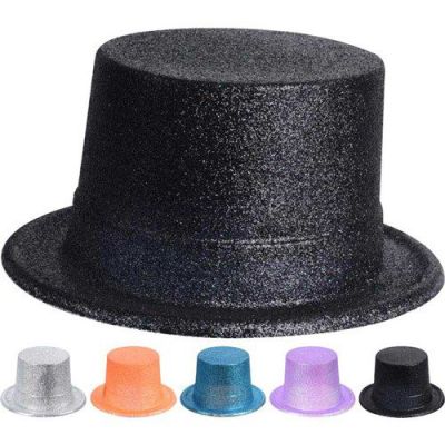 Hoge hoed glitter (5 assorti)