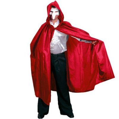 Hooded cape luxury red satin