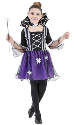 Kleine Spinnen hexe Kostüm für Mädchen (105-121cm)