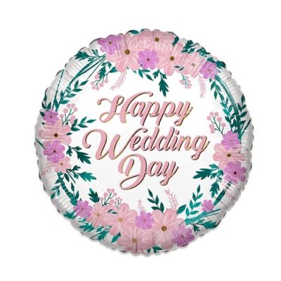 Ballon aluminium ’Happy Wedding Day’ ECO (Ø46cm)