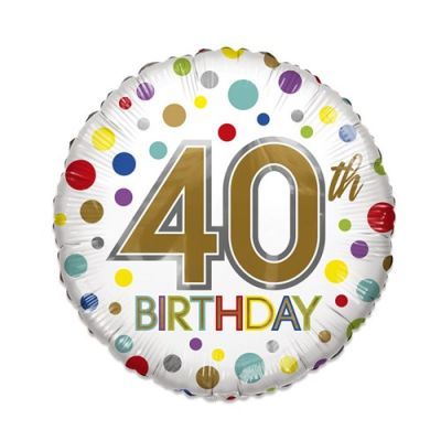 Ballon aluminium ’40th birthday’ ECO (Ø46cm)