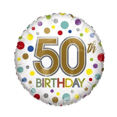 Ballon aluminium ’50th Birthday’ ECO (Ø46cm)