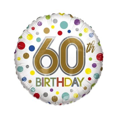 Ballon aluminium ’60th birthday’ ECO (Ø46cm)