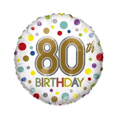 Ballon aluminium ’80th Birthday’ ECO (Ø46cm)