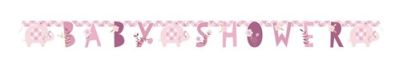 Letter garland floral elephant ’babyshower’ pink (160cm)