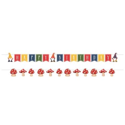 Letter garland gnomes ’happy birthday’ 13x246cm