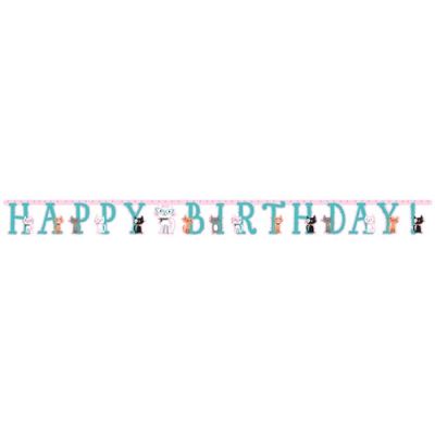 Letter garland purr-fect party ’Happy birthday’ (304cm)