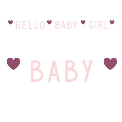 Letterslinger hartjes ’Hello baby girl’