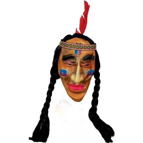 Masker indiaan met vlechtjes