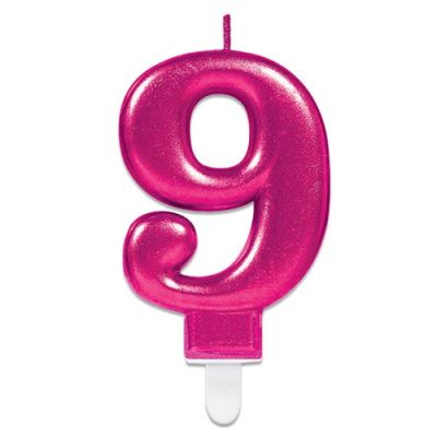 Nummerkaarsje ’9’ sparkling pink (9,3cm) Nummerkaarsje ’9’ sparkling pink (9,3cm)