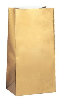 Paper party bags metallic gold (10pcs)