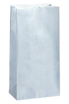 Paper party bags metallic silver (10pcs)
