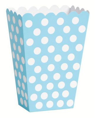 Party boxes dots powder blue (14x9x6cm, 8pcs)